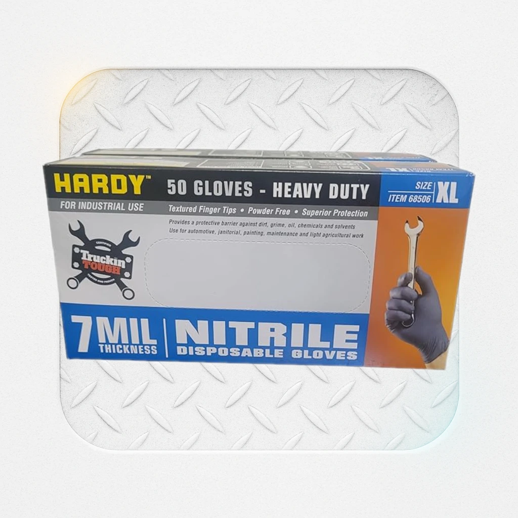 Hardy 7 mil Nitrile Powder Free Gloves 50 Pc (Extra Large) - 2 BOXES